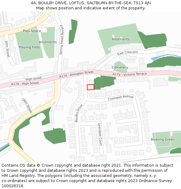 4A, BOULBY DRIVE, LOFTUS, SALTBURN-BY-THE-SEA, TS13 4JN: Location map and indicative extent of plot