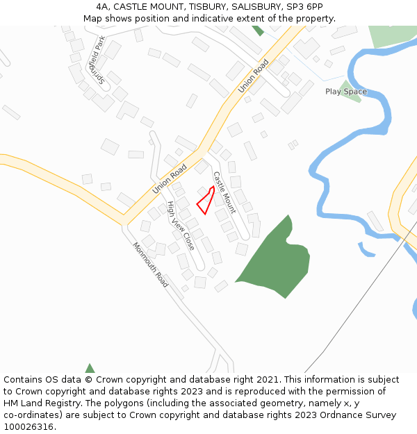 4A, CASTLE MOUNT, TISBURY, SALISBURY, SP3 6PP: Location map and indicative extent of plot