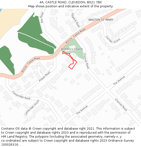 4A, CASTLE ROAD, CLEVEDON, BS21 7BX: Location map and indicative extent of plot