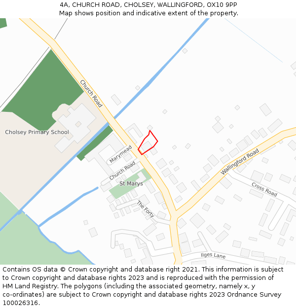 4A, CHURCH ROAD, CHOLSEY, WALLINGFORD, OX10 9PP: Location map and indicative extent of plot