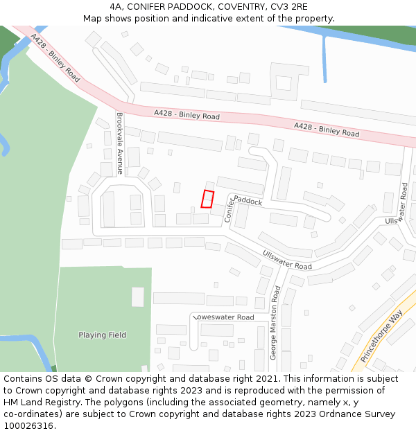 4A, CONIFER PADDOCK, COVENTRY, CV3 2RE: Location map and indicative extent of plot