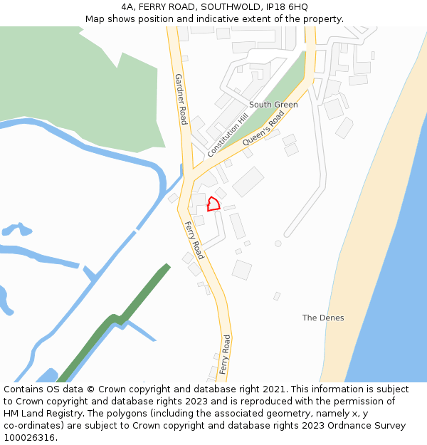 4A, FERRY ROAD, SOUTHWOLD, IP18 6HQ: Location map and indicative extent of plot