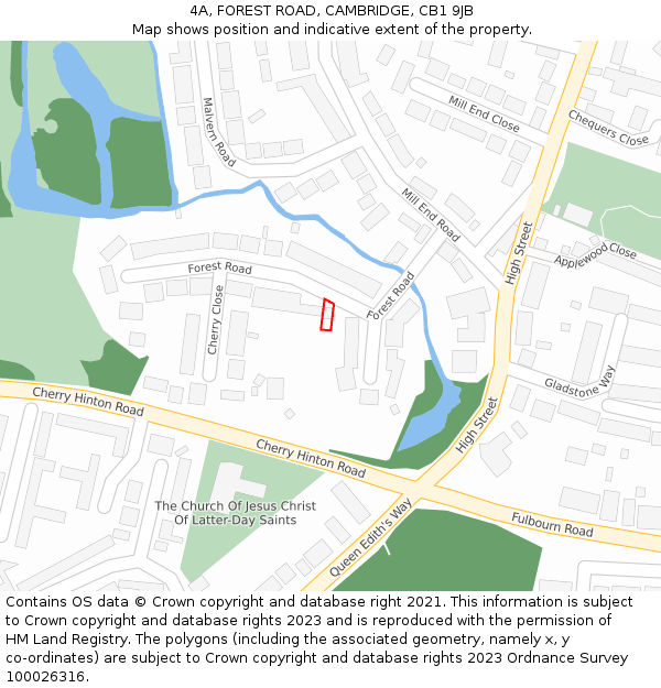 4A, FOREST ROAD, CAMBRIDGE, CB1 9JB: Location map and indicative extent of plot