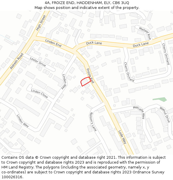 4A, FROIZE END, HADDENHAM, ELY, CB6 3UQ: Location map and indicative extent of plot