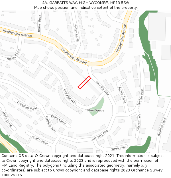 4A, GARRATTS WAY, HIGH WYCOMBE, HP13 5SW: Location map and indicative extent of plot