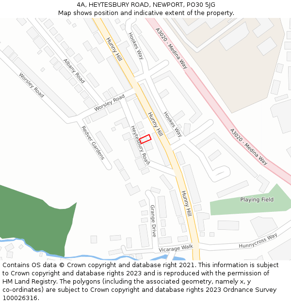 4A, HEYTESBURY ROAD, NEWPORT, PO30 5JG: Location map and indicative extent of plot