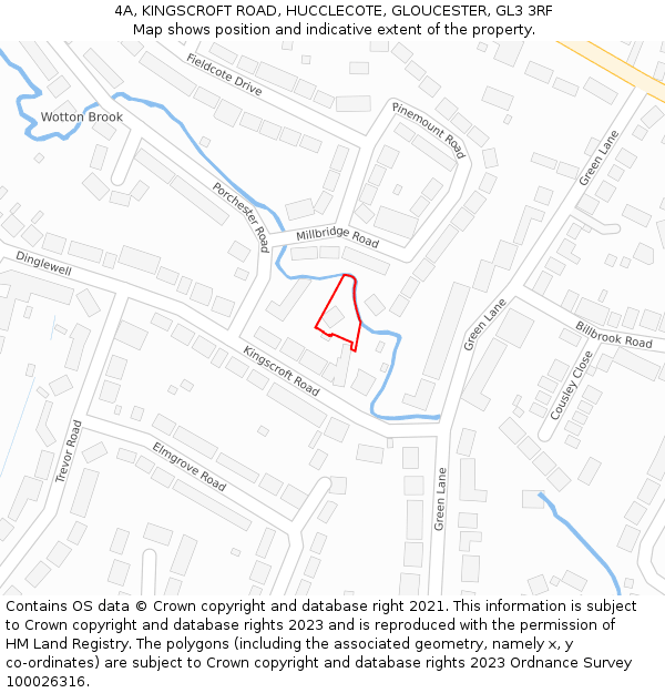 4A, KINGSCROFT ROAD, HUCCLECOTE, GLOUCESTER, GL3 3RF: Location map and indicative extent of plot