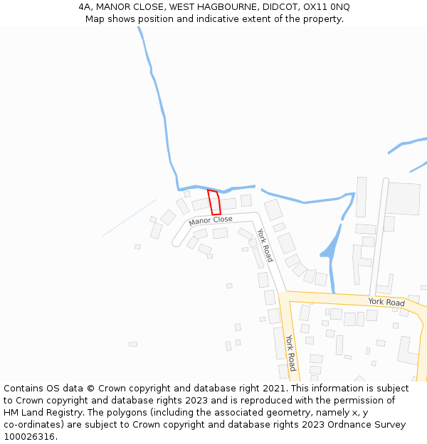 4A, MANOR CLOSE, WEST HAGBOURNE, DIDCOT, OX11 0NQ: Location map and indicative extent of plot