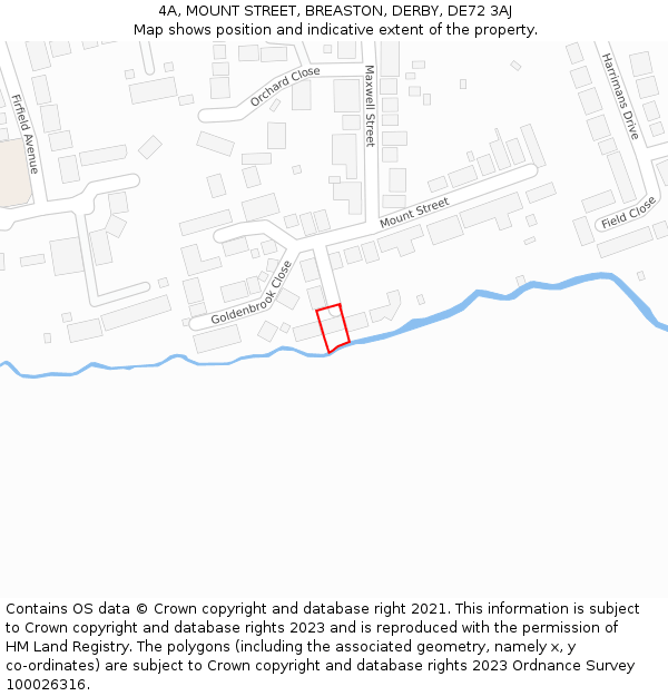 4A, MOUNT STREET, BREASTON, DERBY, DE72 3AJ: Location map and indicative extent of plot