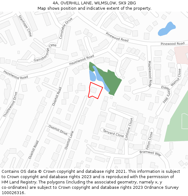 4A, OVERHILL LANE, WILMSLOW, SK9 2BG: Location map and indicative extent of plot