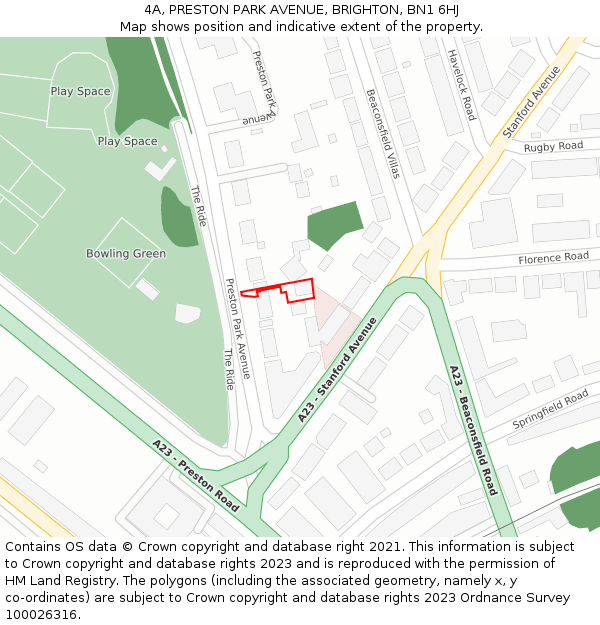 4A, PRESTON PARK AVENUE, BRIGHTON, BN1 6HJ: Location map and indicative extent of plot