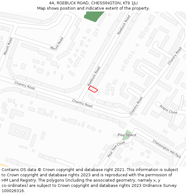 4A, ROEBUCK ROAD, CHESSINGTON, KT9 1JU: Location map and indicative extent of plot