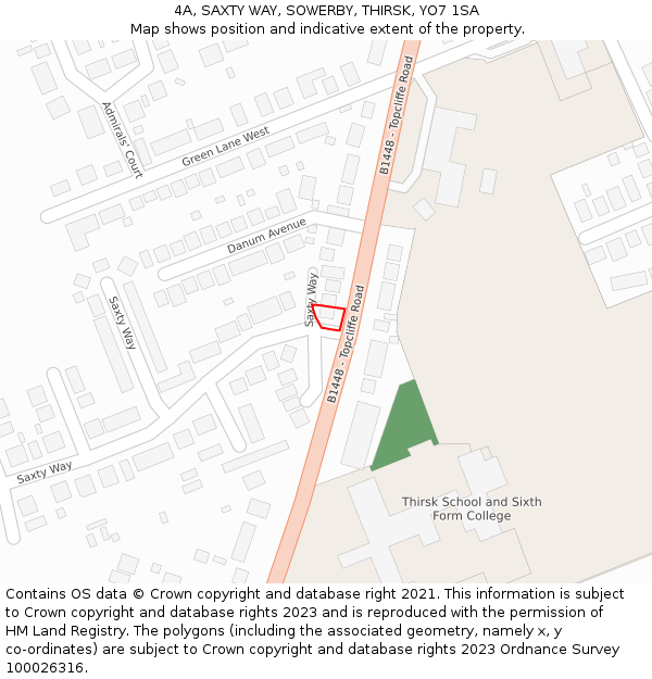 4A, SAXTY WAY, SOWERBY, THIRSK, YO7 1SA: Location map and indicative extent of plot