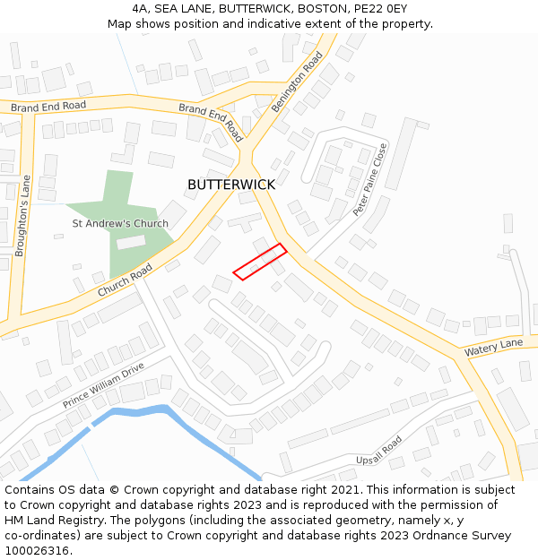 4A, SEA LANE, BUTTERWICK, BOSTON, PE22 0EY: Location map and indicative extent of plot