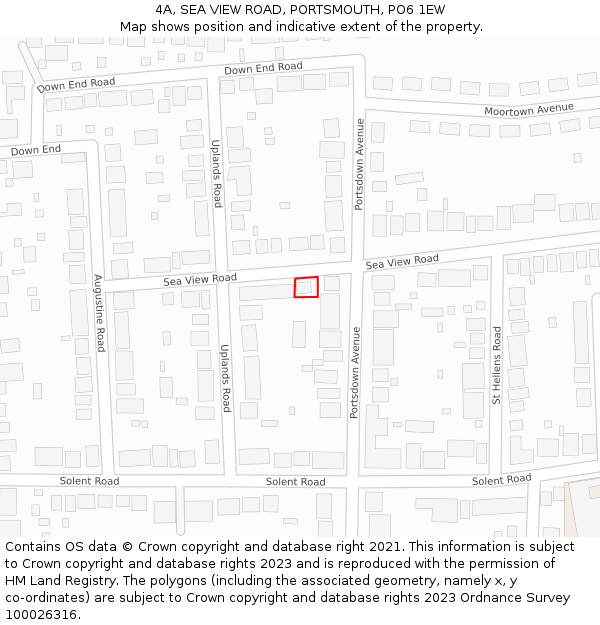 4A, SEA VIEW ROAD, PORTSMOUTH, PO6 1EW: Location map and indicative extent of plot