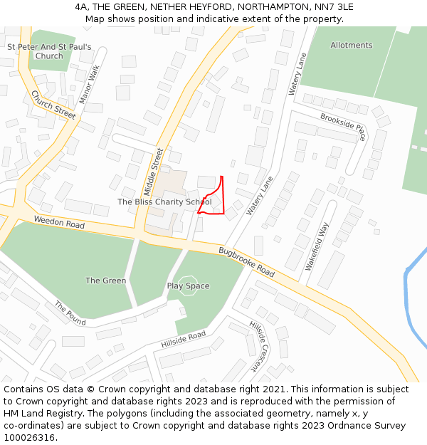 4A, THE GREEN, NETHER HEYFORD, NORTHAMPTON, NN7 3LE: Location map and indicative extent of plot