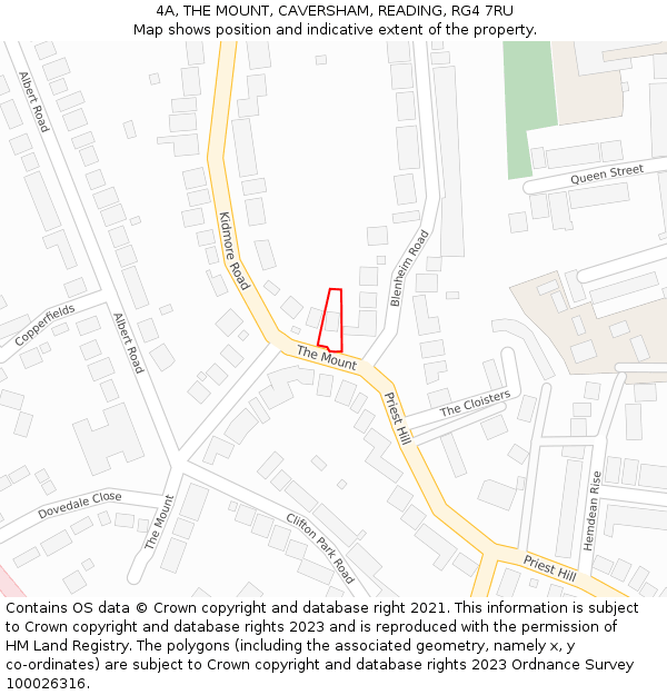 4A, THE MOUNT, CAVERSHAM, READING, RG4 7RU: Location map and indicative extent of plot