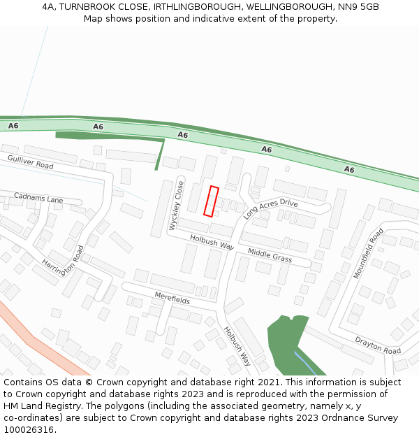 4A, TURNBROOK CLOSE, IRTHLINGBOROUGH, WELLINGBOROUGH, NN9 5GB: Location map and indicative extent of plot