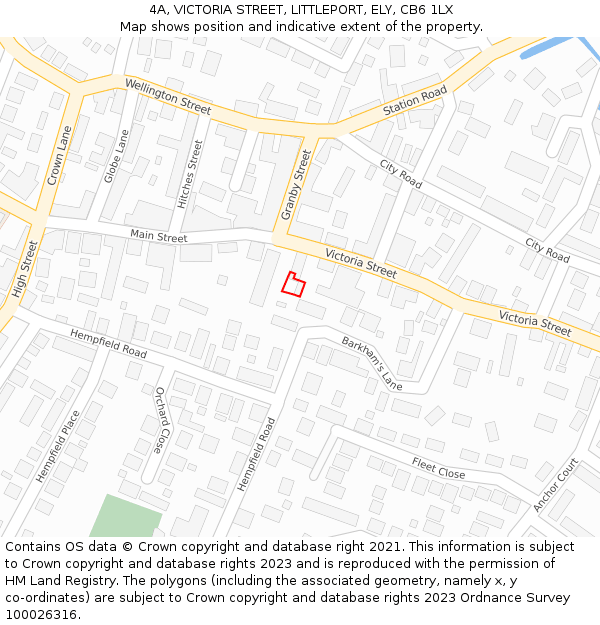 4A, VICTORIA STREET, LITTLEPORT, ELY, CB6 1LX: Location map and indicative extent of plot