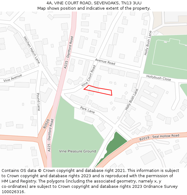 4A, VINE COURT ROAD, SEVENOAKS, TN13 3UU: Location map and indicative extent of plot