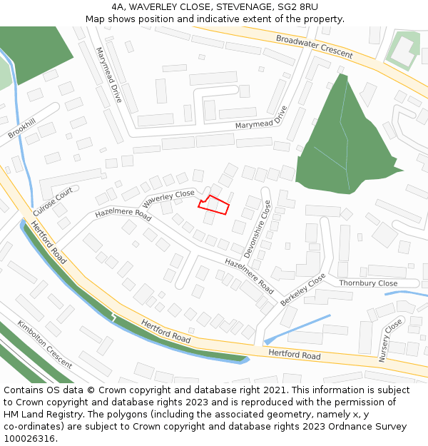 4A, WAVERLEY CLOSE, STEVENAGE, SG2 8RU: Location map and indicative extent of plot