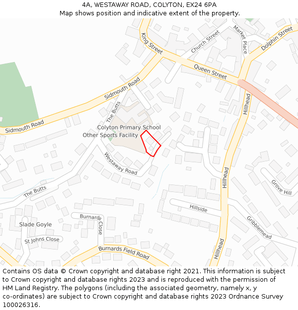 4A, WESTAWAY ROAD, COLYTON, EX24 6PA: Location map and indicative extent of plot