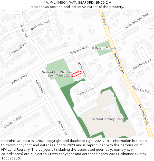 4A, WILKINSON WAY, SEAFORD, BN25 2JH: Location map and indicative extent of plot