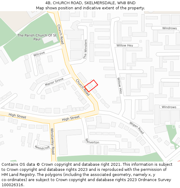 4B, CHURCH ROAD, SKELMERSDALE, WN8 8ND: Location map and indicative extent of plot