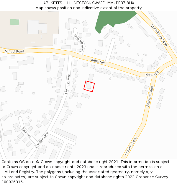 4B, KETTS HILL, NECTON, SWAFFHAM, PE37 8HX: Location map and indicative extent of plot