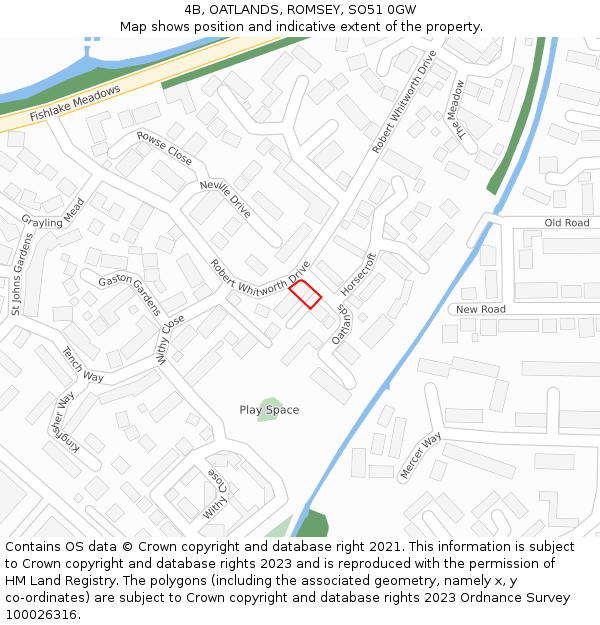 4B, OATLANDS, ROMSEY, SO51 0GW: Location map and indicative extent of plot