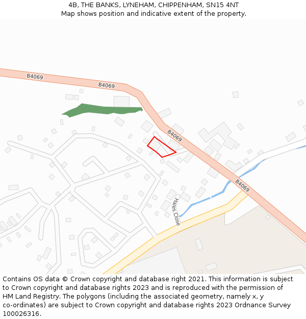 4B, THE BANKS, LYNEHAM, CHIPPENHAM, SN15 4NT: Location map and indicative extent of plot