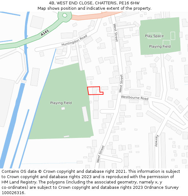 4B, WEST END CLOSE, CHATTERIS, PE16 6HW: Location map and indicative extent of plot