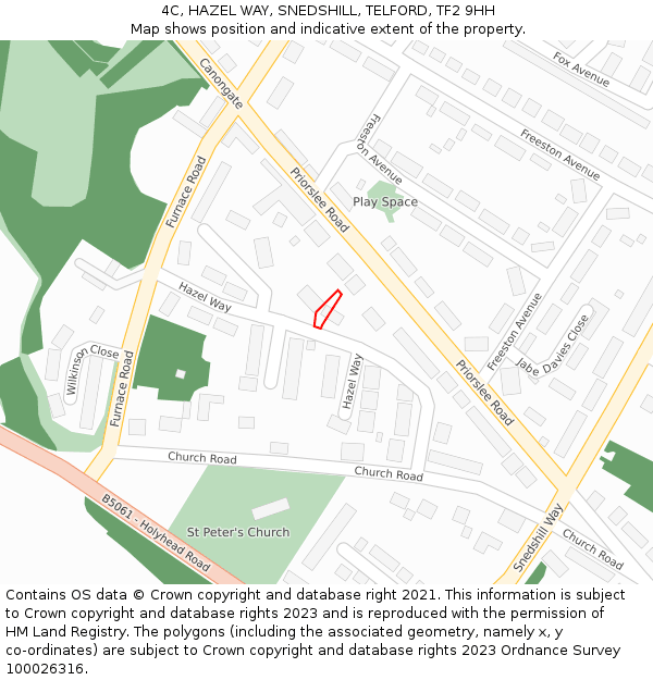 4C, HAZEL WAY, SNEDSHILL, TELFORD, TF2 9HH: Location map and indicative extent of plot