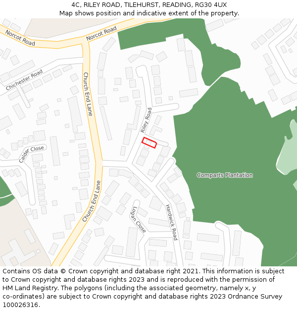 4C, RILEY ROAD, TILEHURST, READING, RG30 4UX: Location map and indicative extent of plot