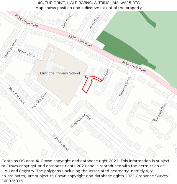 4C, THE DRIVE, HALE BARNS, ALTRINCHAM, WA15 8TG: Location map and indicative extent of plot