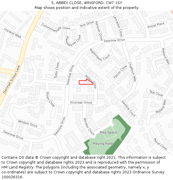 5, ABBEY CLOSE, WINSFORD, CW7 1SY: Location map and indicative extent of plot