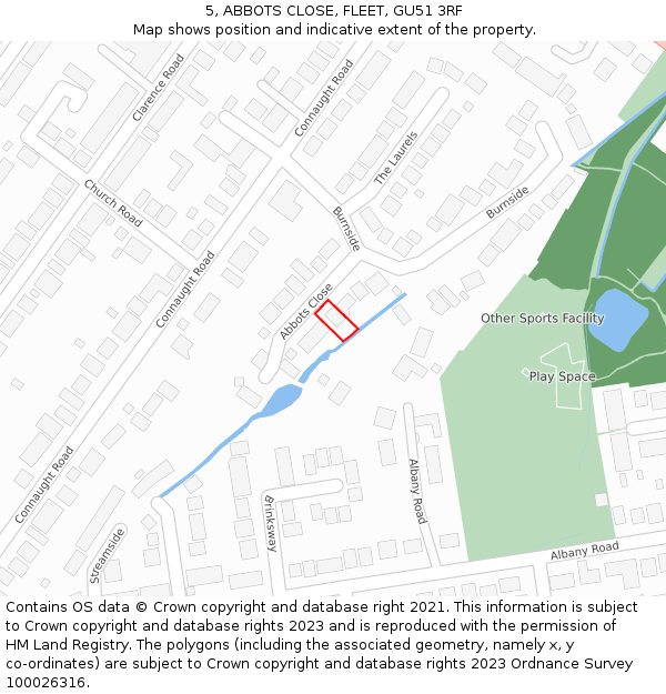 5, ABBOTS CLOSE, FLEET, GU51 3RF: Location map and indicative extent of plot