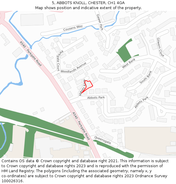 5, ABBOTS KNOLL, CHESTER, CH1 4GA: Location map and indicative extent of plot