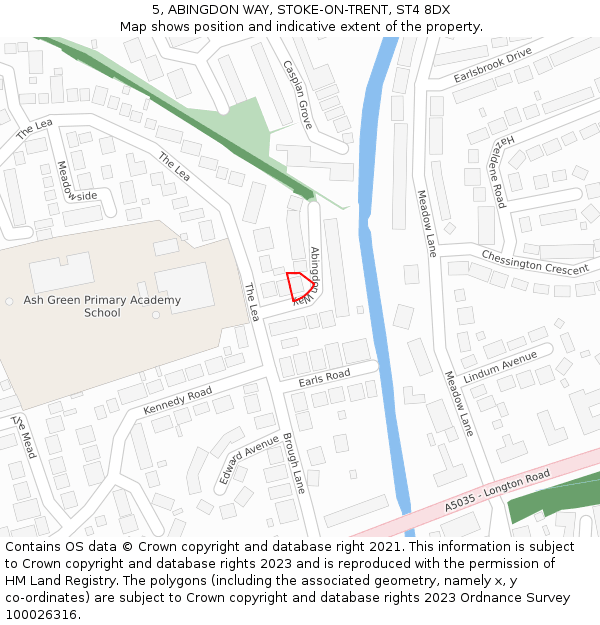 5, ABINGDON WAY, STOKE-ON-TRENT, ST4 8DX: Location map and indicative extent of plot