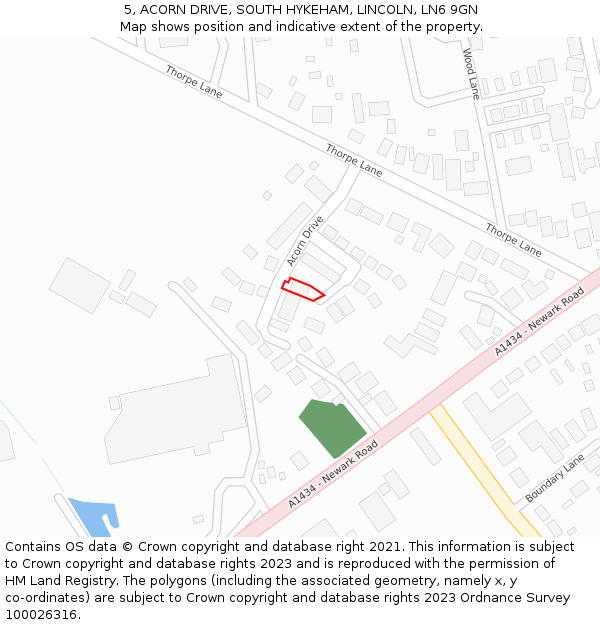 5, ACORN DRIVE, SOUTH HYKEHAM, LINCOLN, LN6 9GN: Location map and indicative extent of plot