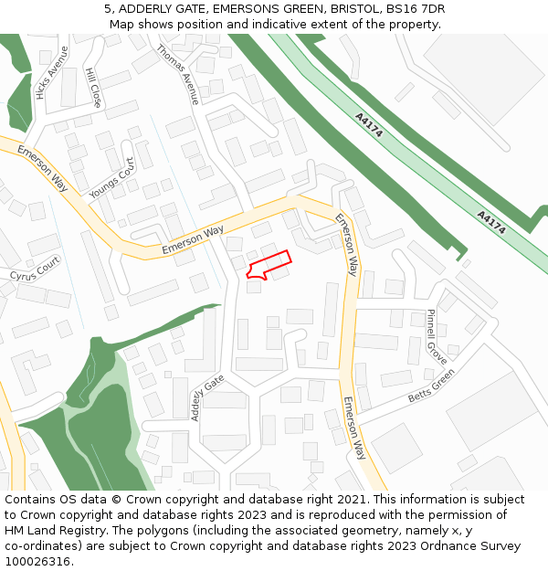 5, ADDERLY GATE, EMERSONS GREEN, BRISTOL, BS16 7DR: Location map and indicative extent of plot