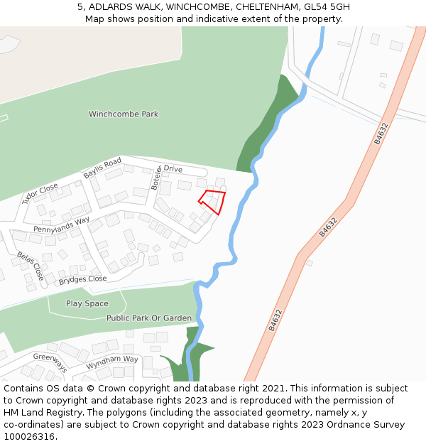 5, ADLARDS WALK, WINCHCOMBE, CHELTENHAM, GL54 5GH: Location map and indicative extent of plot
