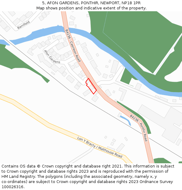 5, AFON GARDENS, PONTHIR, NEWPORT, NP18 1PR: Location map and indicative extent of plot