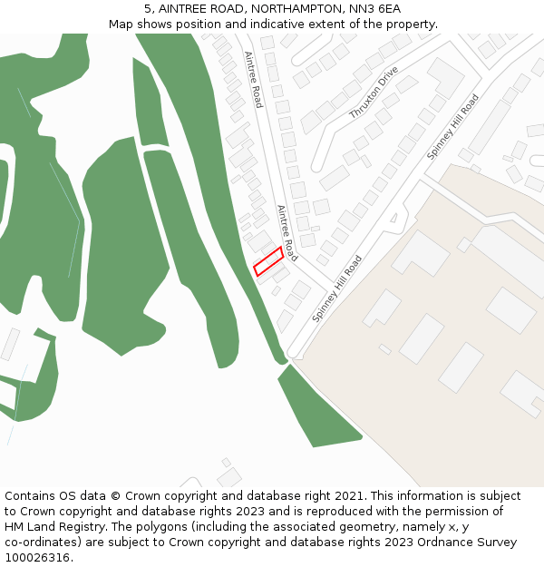 5, AINTREE ROAD, NORTHAMPTON, NN3 6EA: Location map and indicative extent of plot