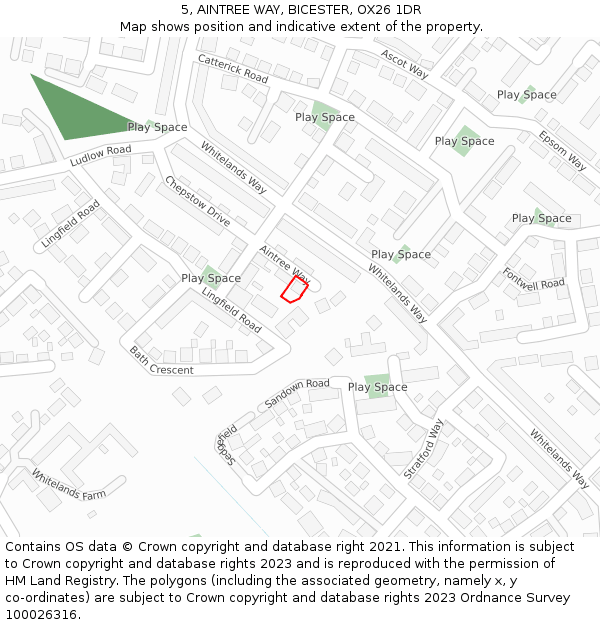 5, AINTREE WAY, BICESTER, OX26 1DR: Location map and indicative extent of plot