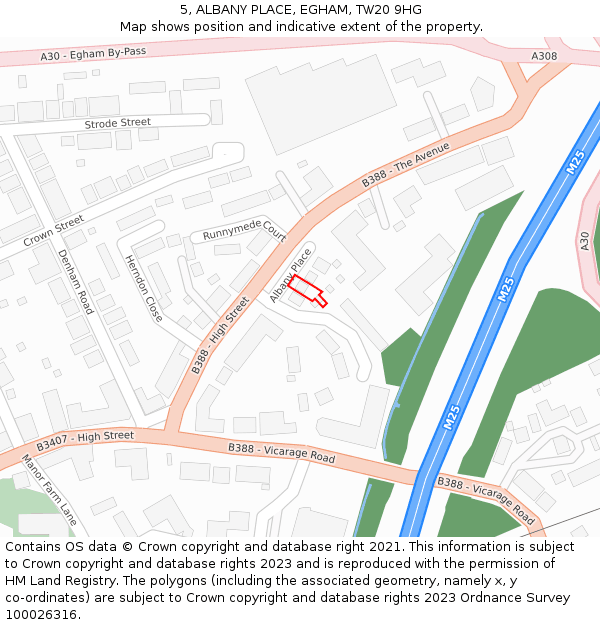 5, ALBANY PLACE, EGHAM, TW20 9HG: Location map and indicative extent of plot
