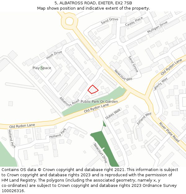 5, ALBATROSS ROAD, EXETER, EX2 7SB: Location map and indicative extent of plot