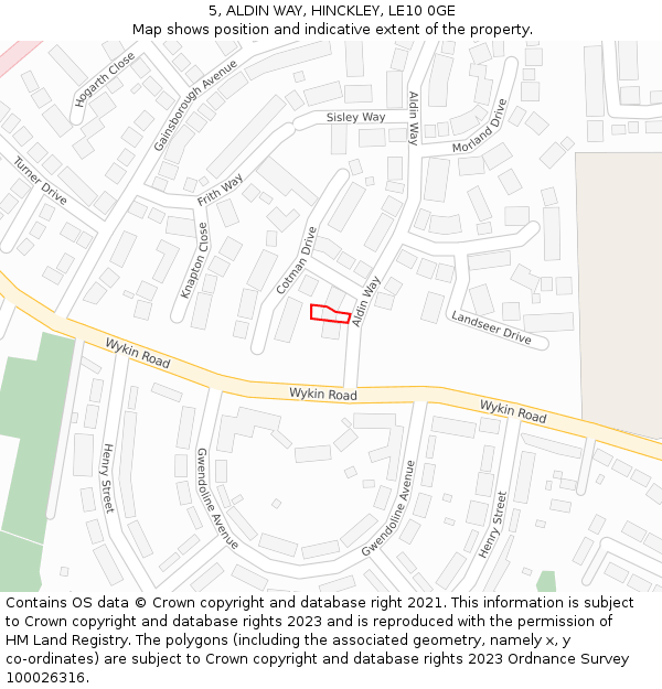 5, ALDIN WAY, HINCKLEY, LE10 0GE: Location map and indicative extent of plot