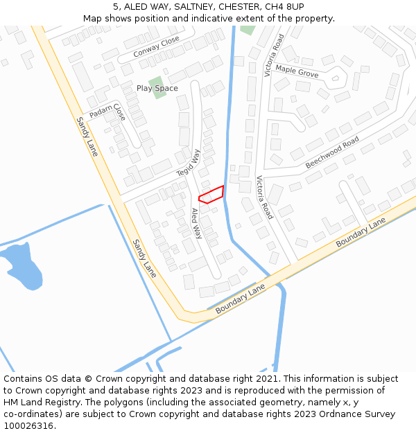 5, ALED WAY, SALTNEY, CHESTER, CH4 8UP: Location map and indicative extent of plot