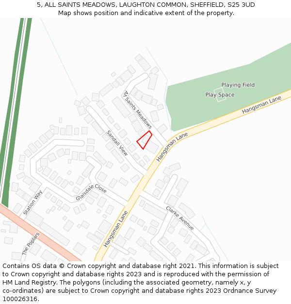 5, ALL SAINTS MEADOWS, LAUGHTON COMMON, SHEFFIELD, S25 3UD: Location map and indicative extent of plot